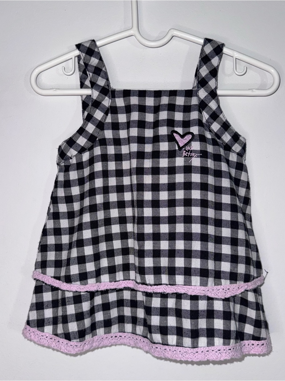 Betsey Johnson Baby Girls Gingham Tiered Dress Black White Pink 24M